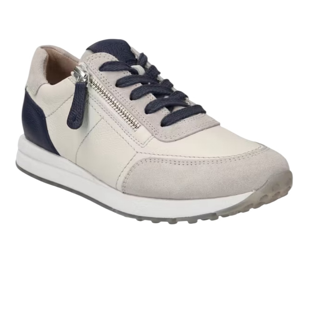 Paul Green Tate Sneakers Womens US 7 Blue Tan Leather Luxury Shoes Zipper US 7